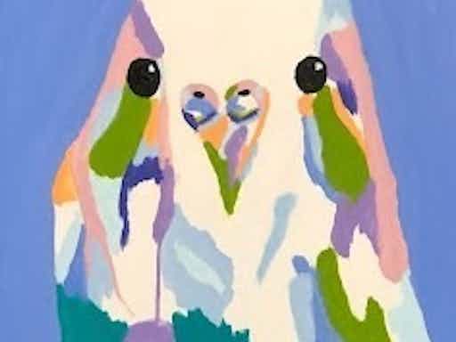 BEAUTIFUL BUDGIE....with Wine & Paint....