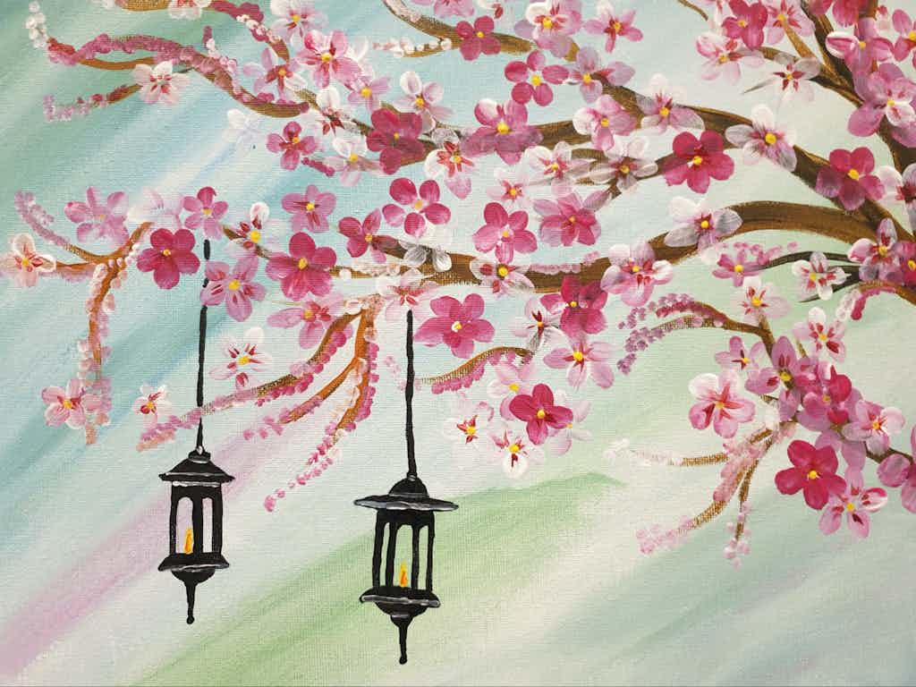 Paint & Sip @ Northcote Studio - Cherry Blossoms