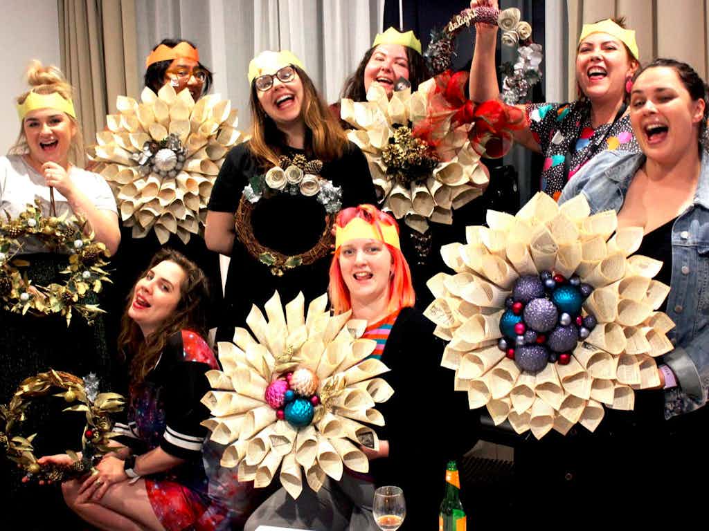 Make a big bold statement wreath from upcycled materials