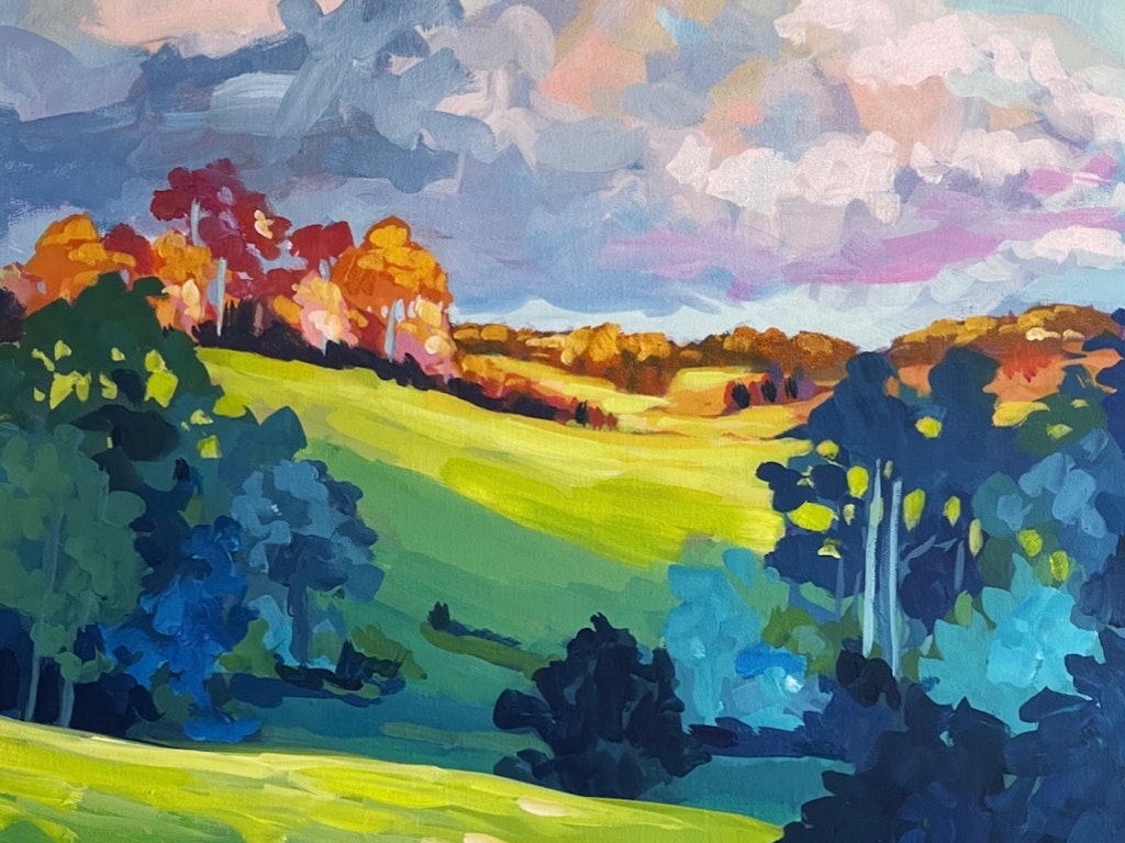 Acrylic expressive painting abstract Clair Bremner landscape