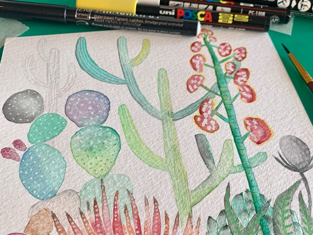 Watercolour Succulent Painting