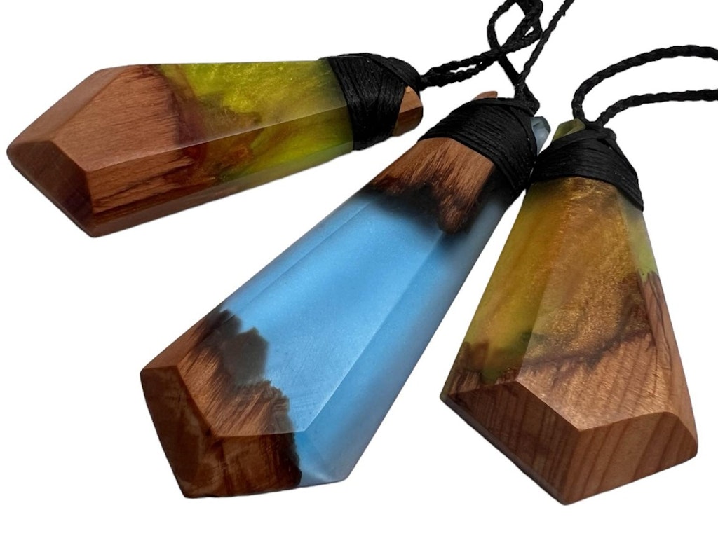 Native wood and resin Pendants